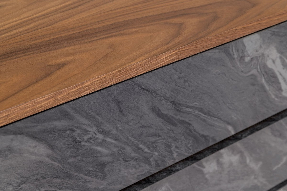 Grey Solid Wood 6-Drawer Double Dresser