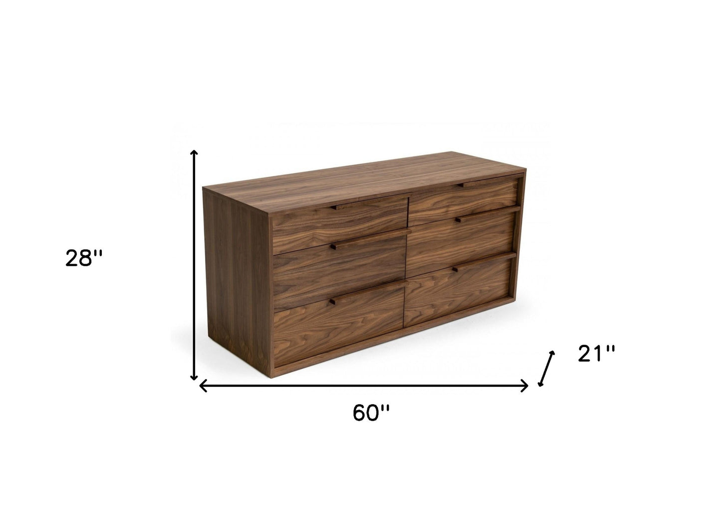 Grey Faux Marble and Black Wood 6-Drawer Double Dresser