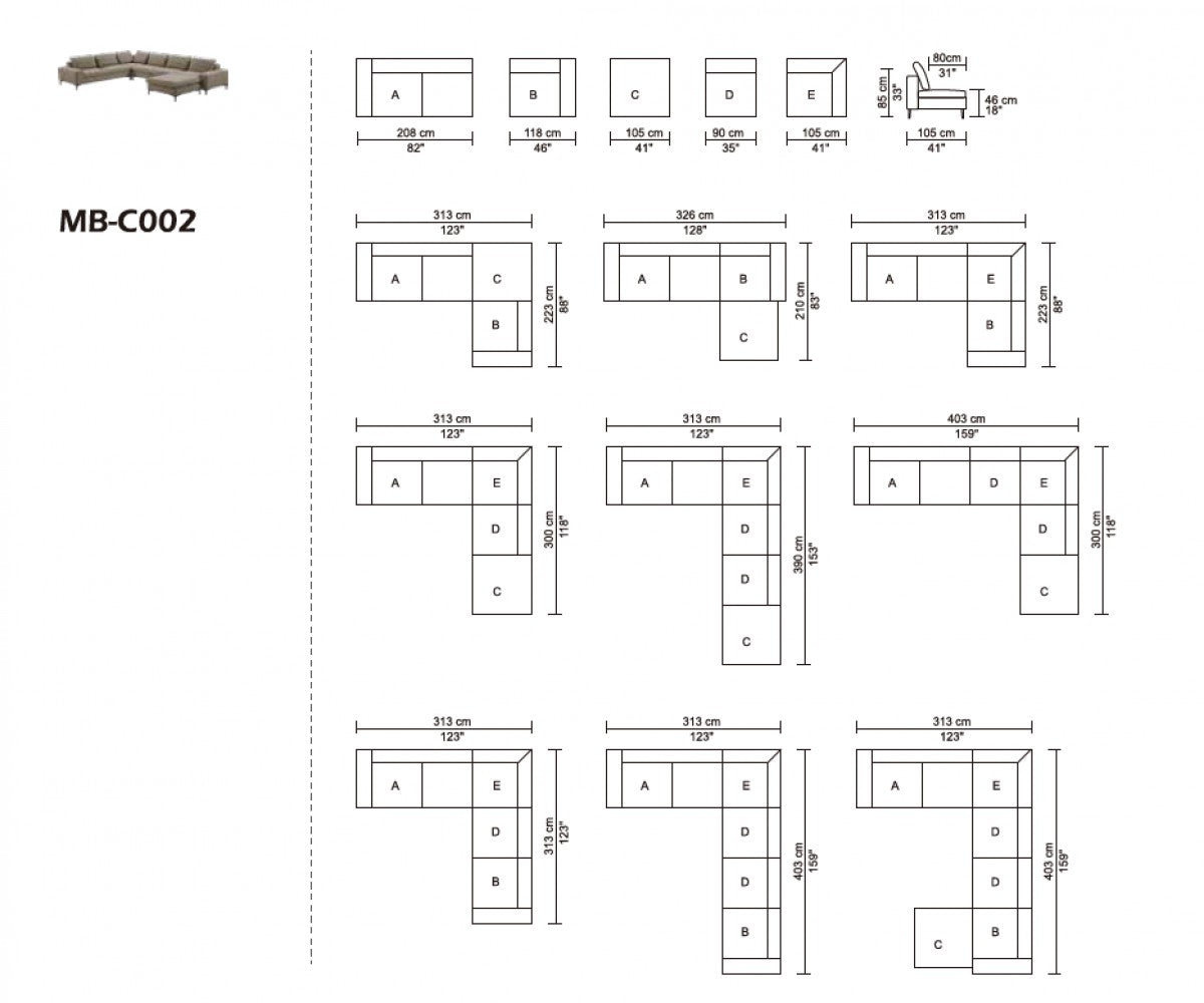 Designer Contemporary Tan Fabric U Shaped Sectional