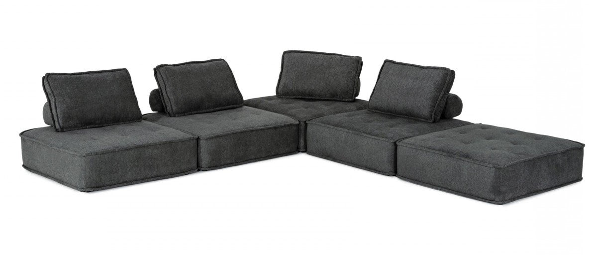 Modern Charcoal Gray Floor Pillow Modular Sectional