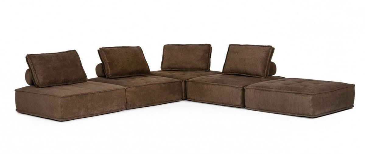 Modern Chocolate Brown Floor Pillow Modular Sectional