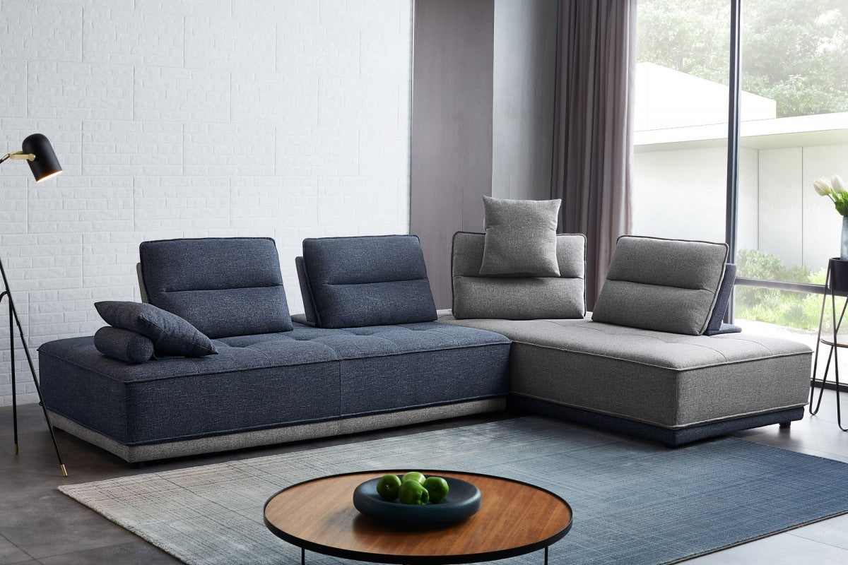 Blue and Gray Ultimate Lounger Modular Sectional
