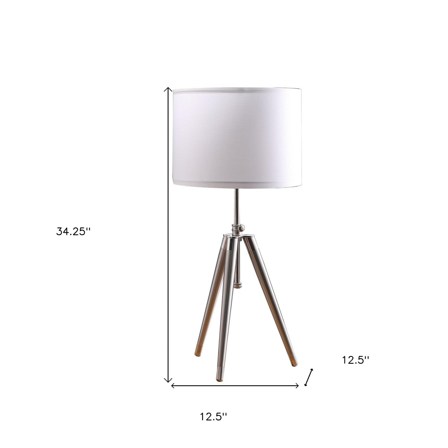 Silver Adjustable Tripod Table Lamp w/ Shade