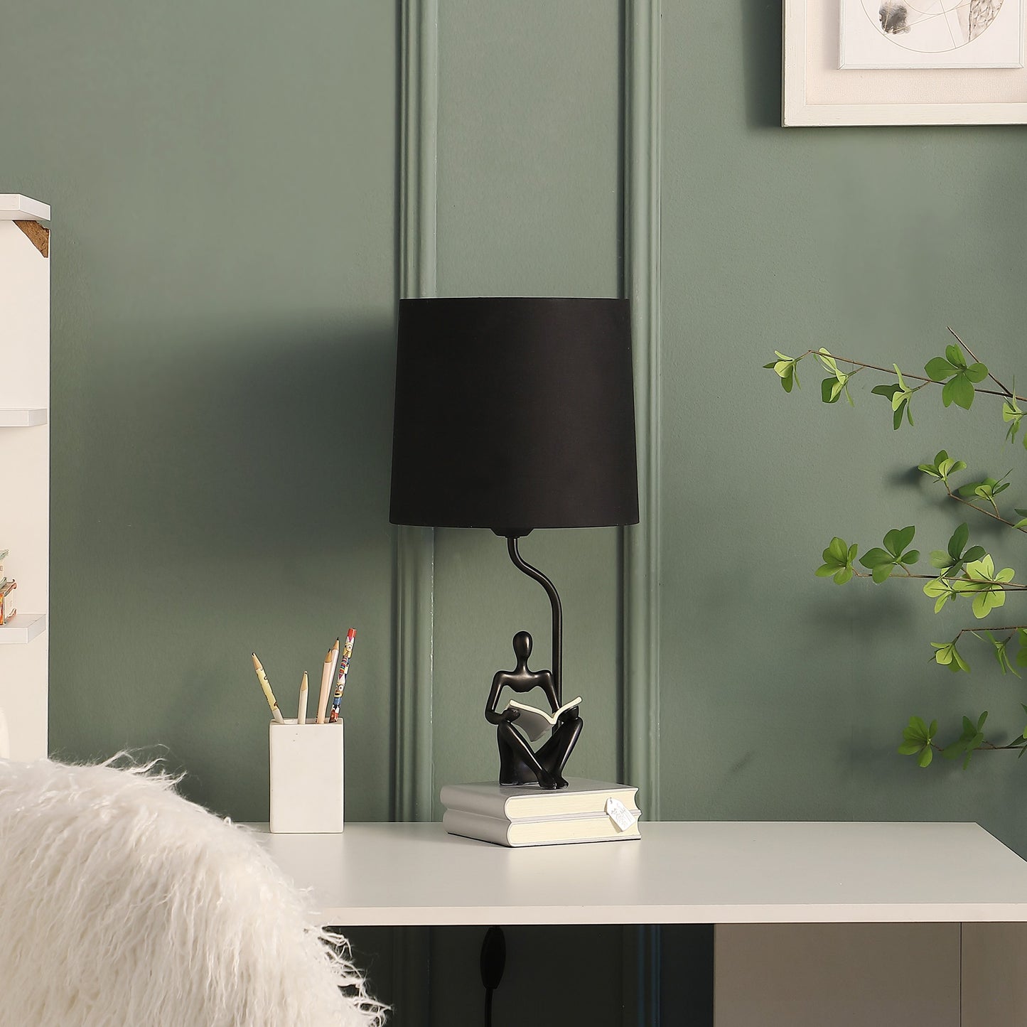 Black Table Lamp w/ Black Shade