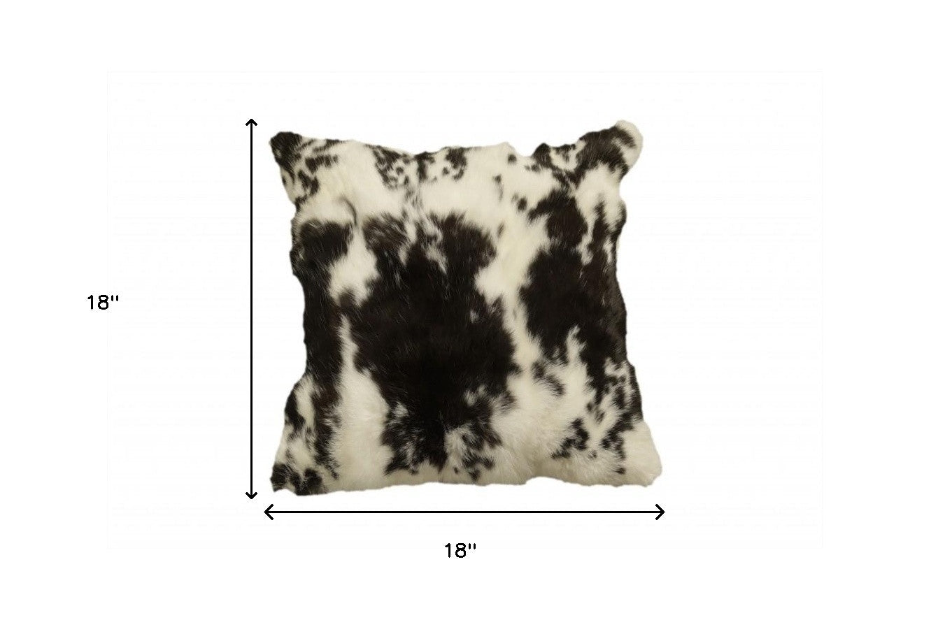 Black & White Rabbit Natural Fur Pillow