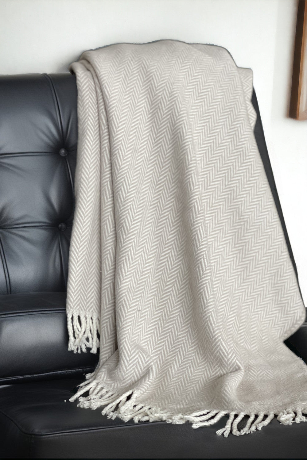 Grey & White Dreamy Soft Herringbone Throw