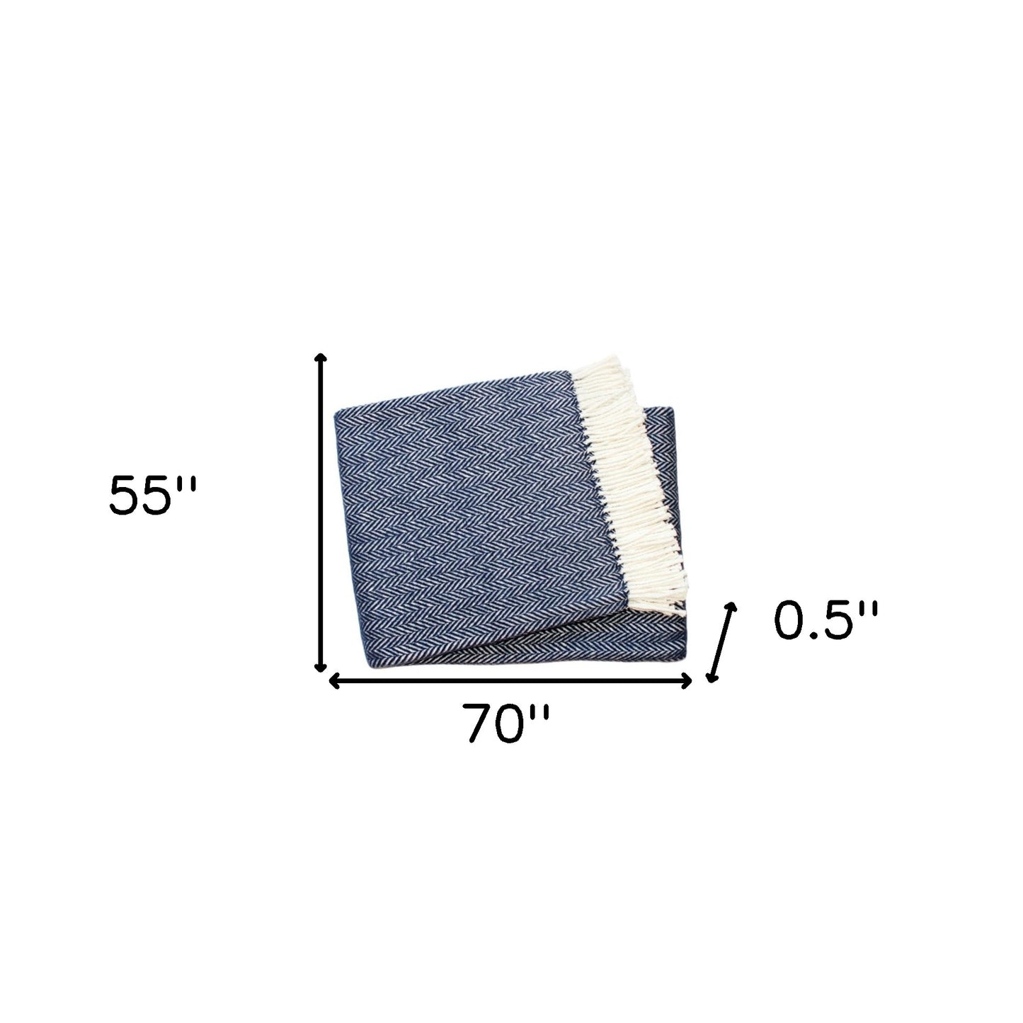Navy & White Dreamy Soft Herringbone Throw