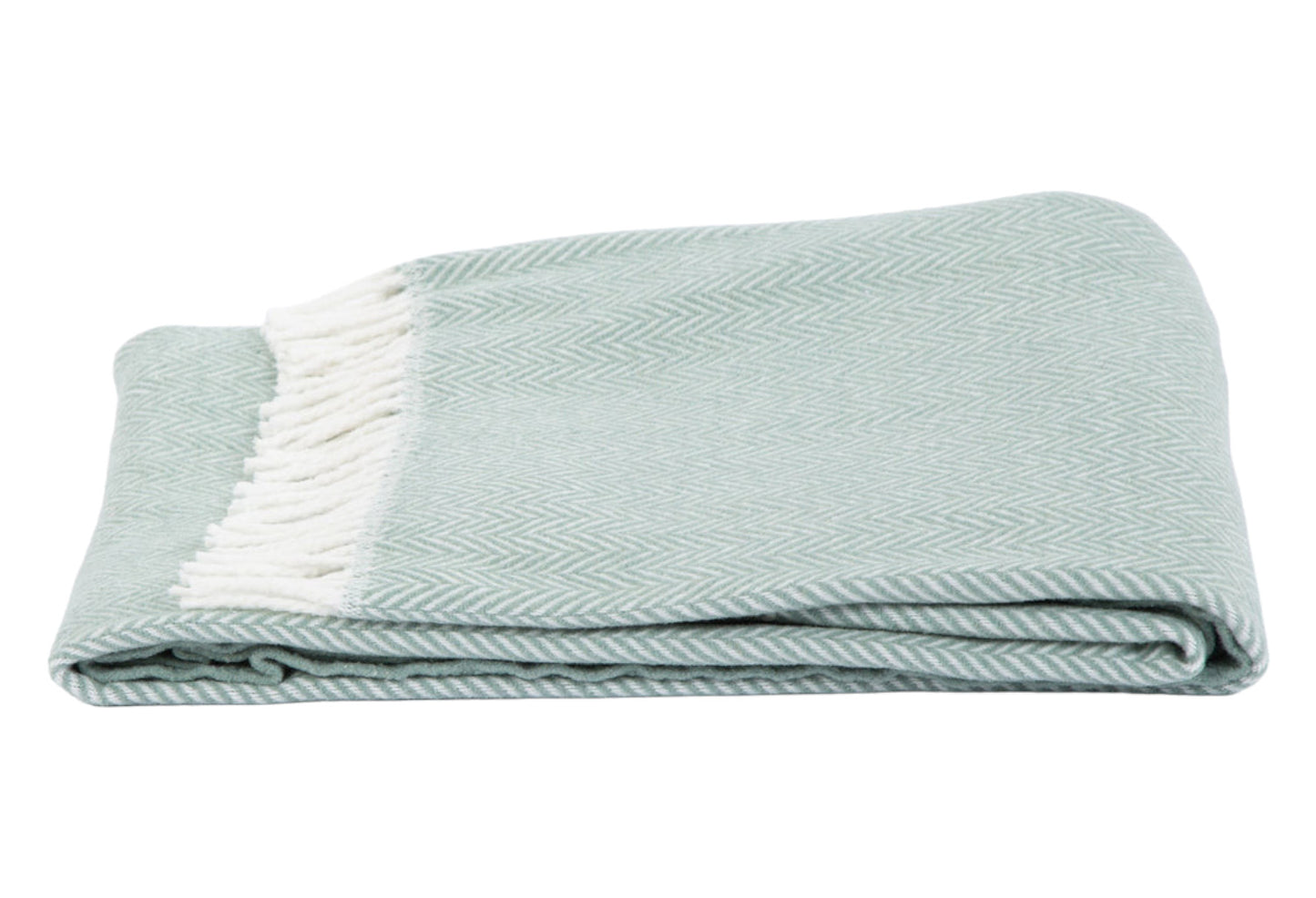 Sage & Ivory Woven Herringbone Throw