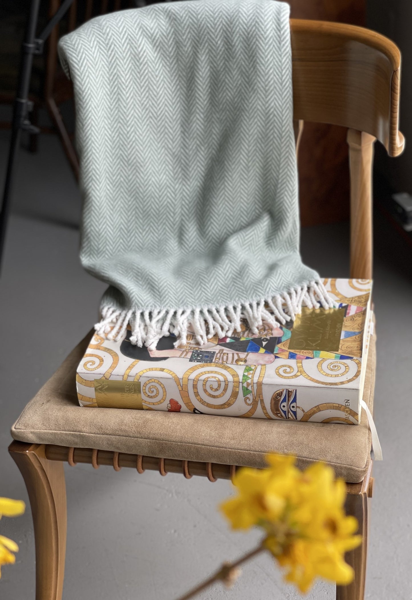 Sage & Ivory Woven Herringbone Throw