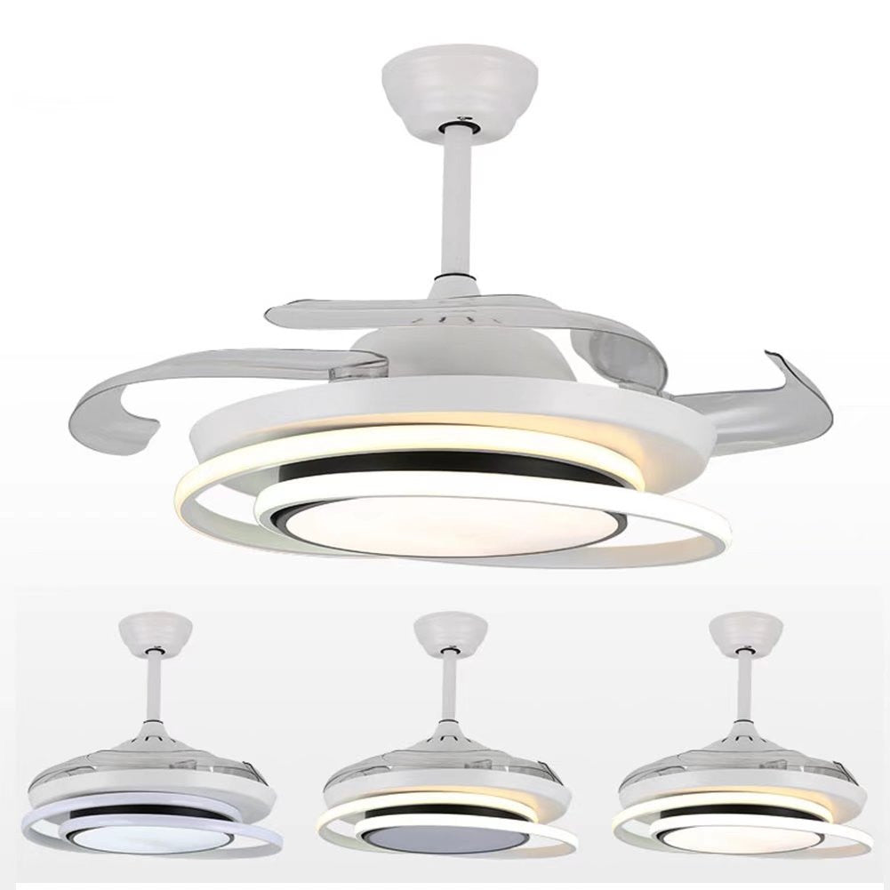 Asymmetric White Ceiling Lamp & Fan