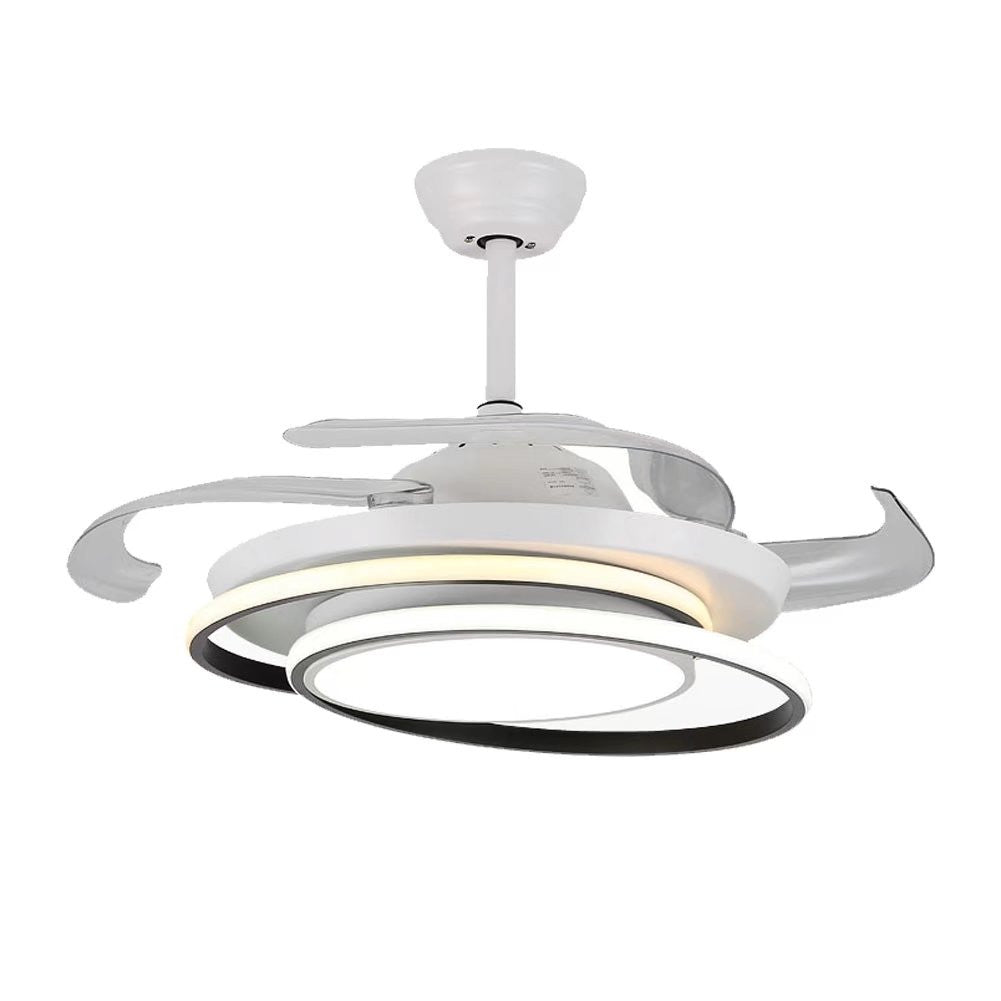 Asymmetric White Ceiling Lamp & Fan