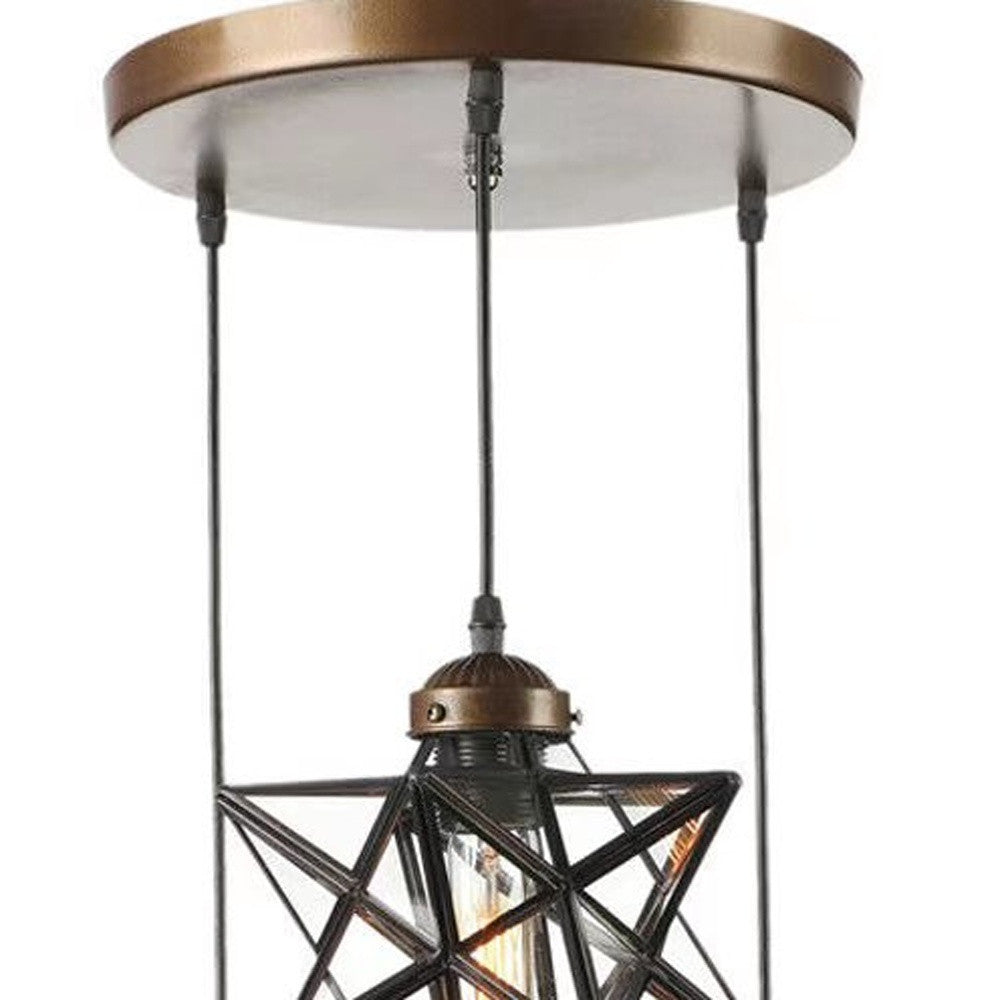 Brown & Glass Star Geometric Hanging Lamp