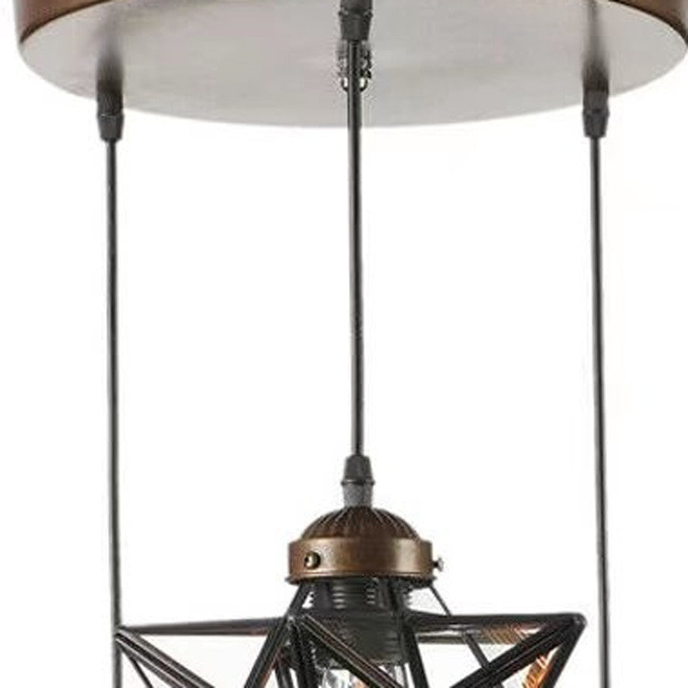 Brown & Glass Star Geometric Hanging Lamp