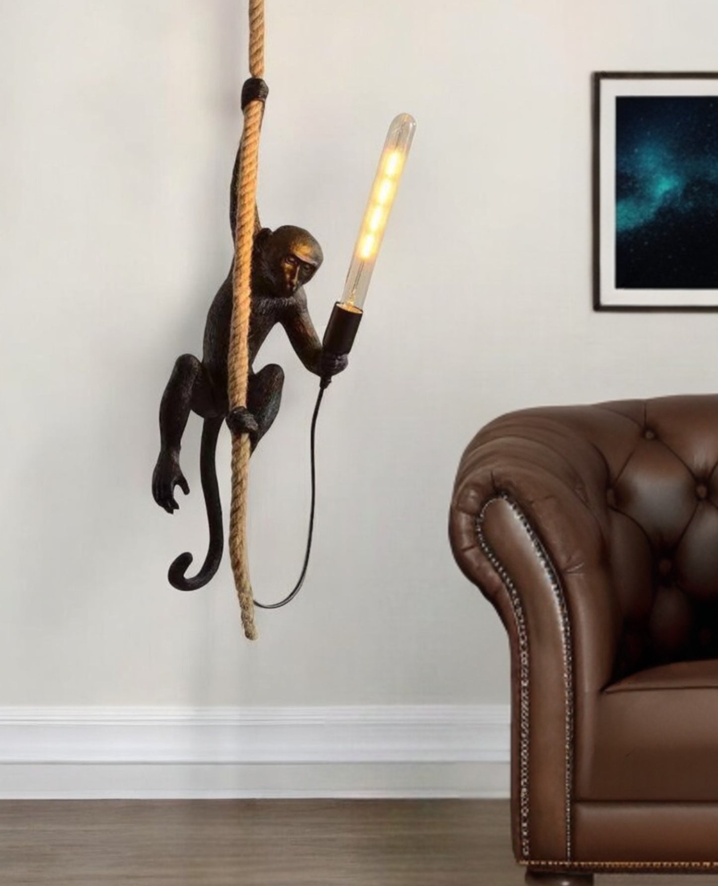 Hanging Monkey on a Rope Pendant Lamp