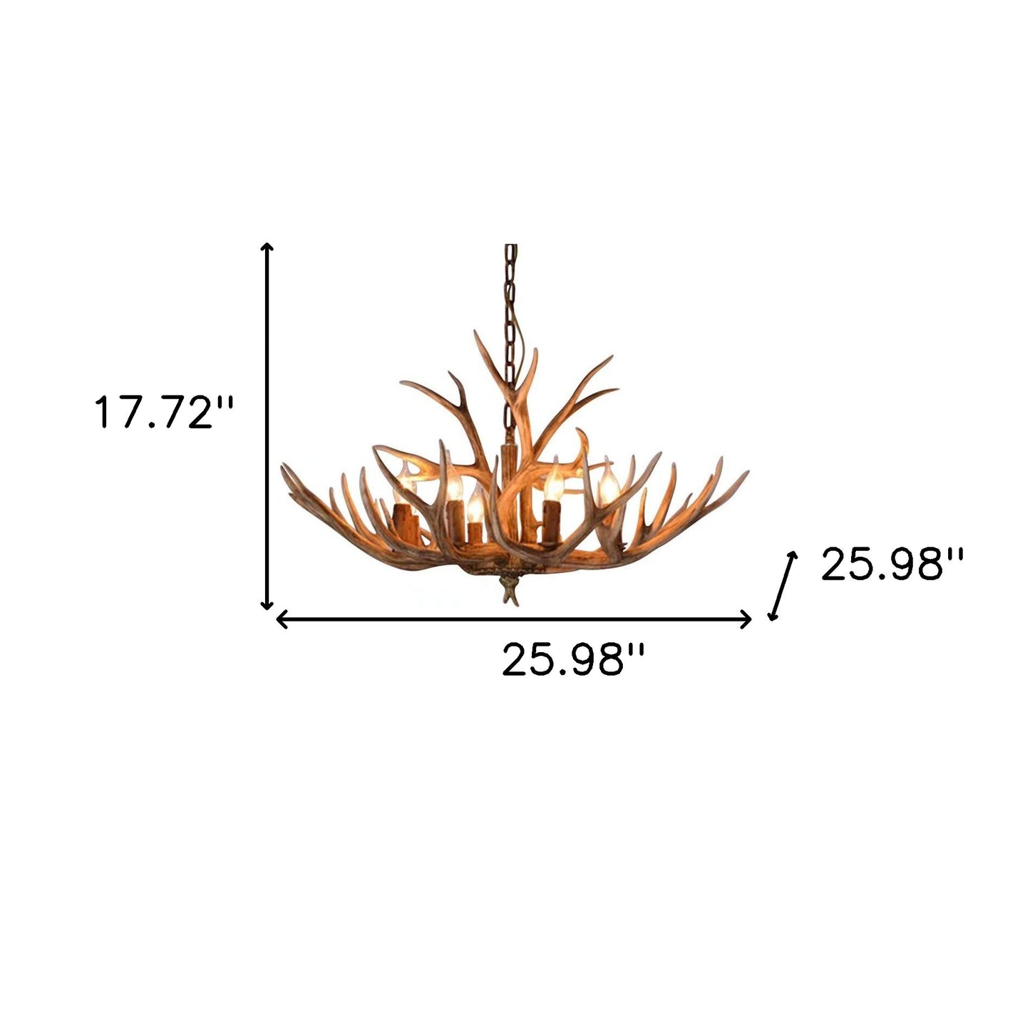 Brown Super Stag Faux Antlers 6 Light Chandelier