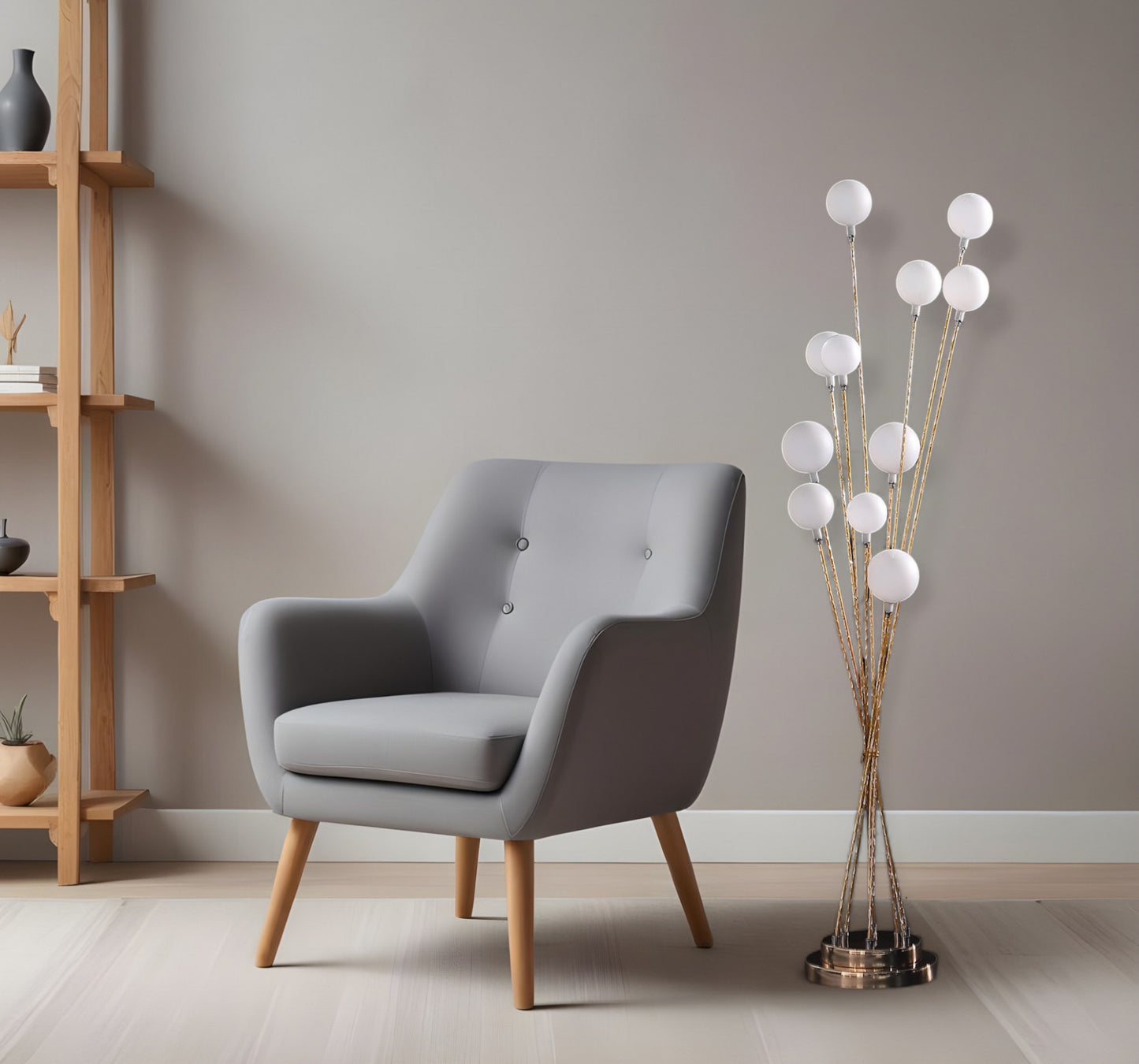 Antiqued Gold Eleven Light Floor Lamp