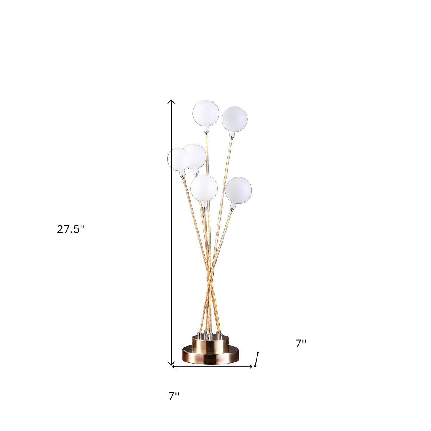 Yellow Gold Six Light Globe Desk or Table Lamp