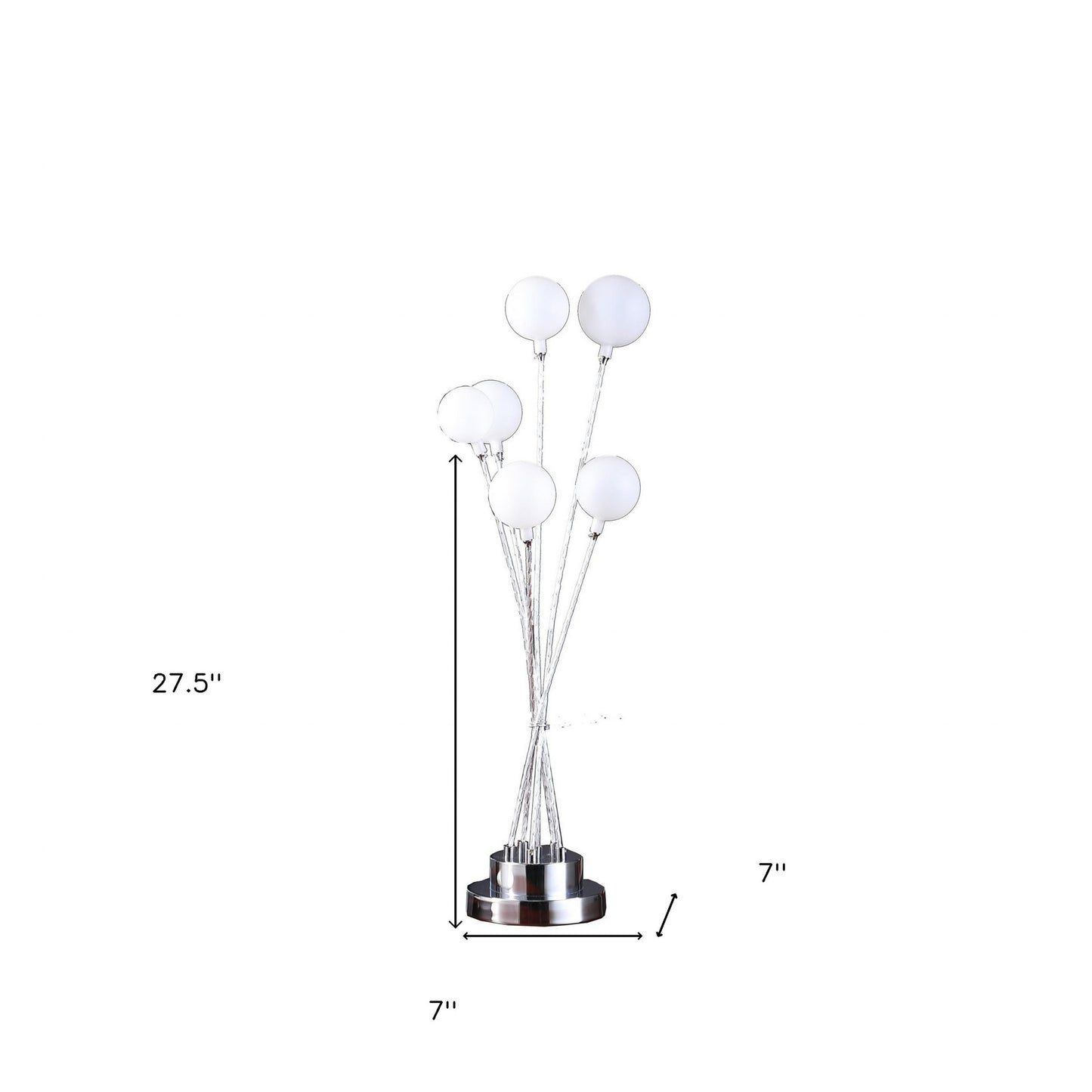 Silver Chrome Six Light Globe Desk or Table Lamp
