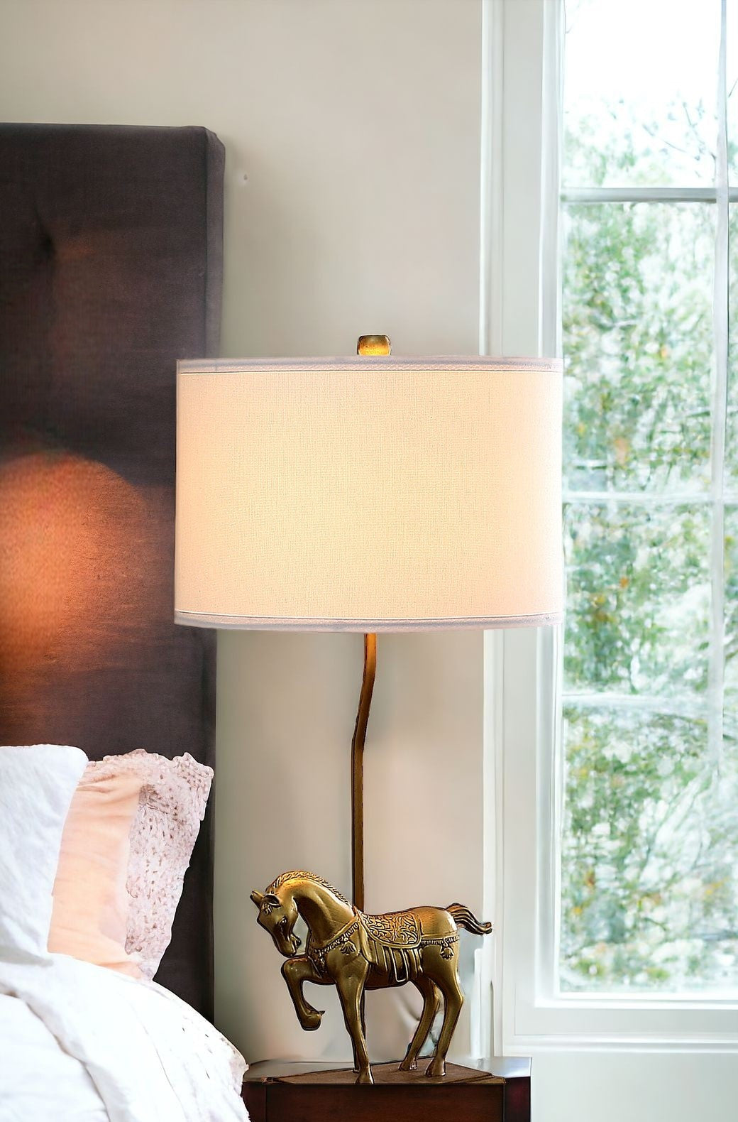 Gold Stallion Horse Table Lamp w/ Shade