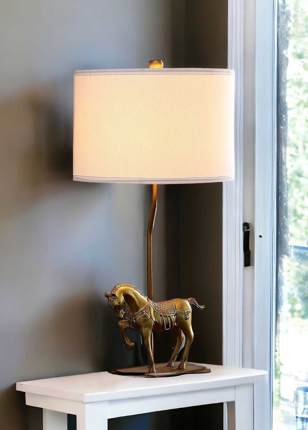 Gold Stallion Horse Table Lamp w/ Shade