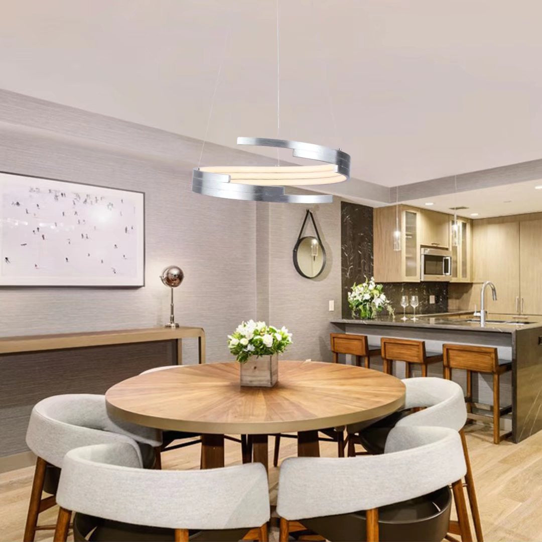 Contemporary Silver Circular Spiral Chandelier