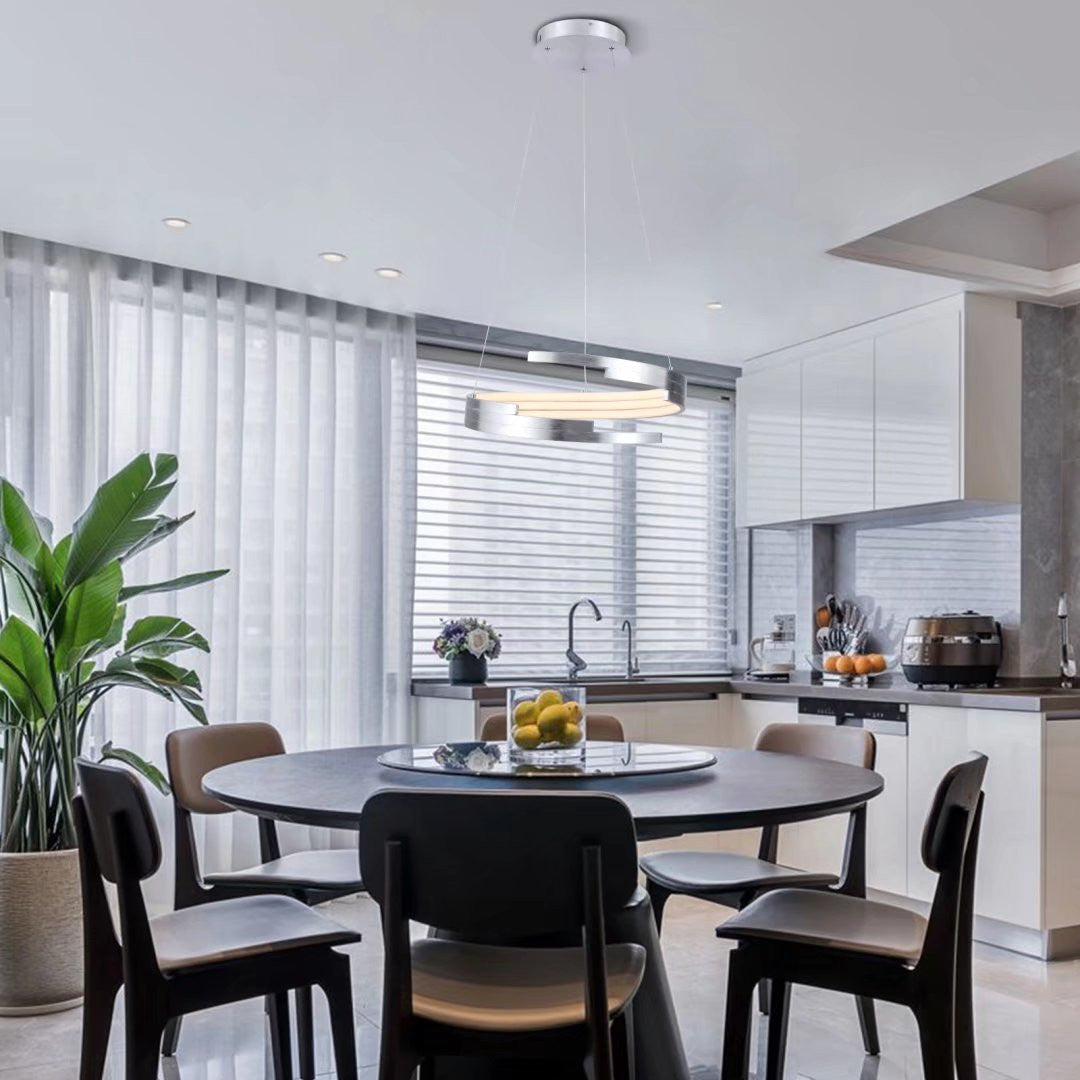 Contemporary Silver Circular Spiral Chandelier