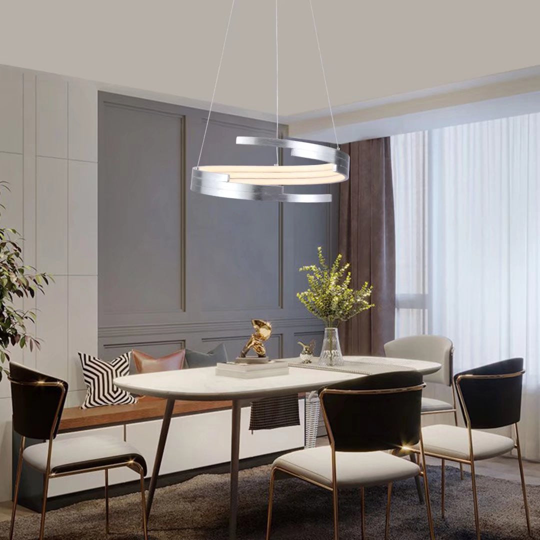 Contemporary Silver Circular Spiral Chandelier