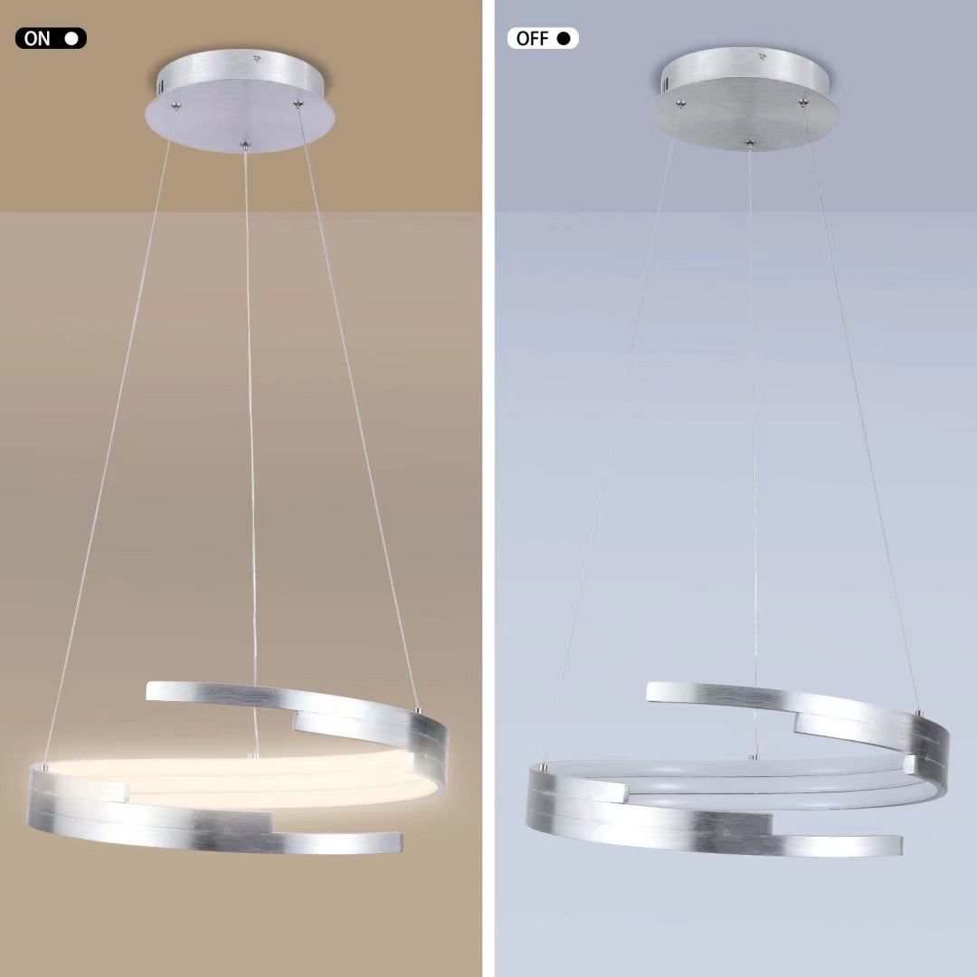 Contemporary Silver Circular Spiral Chandelier
