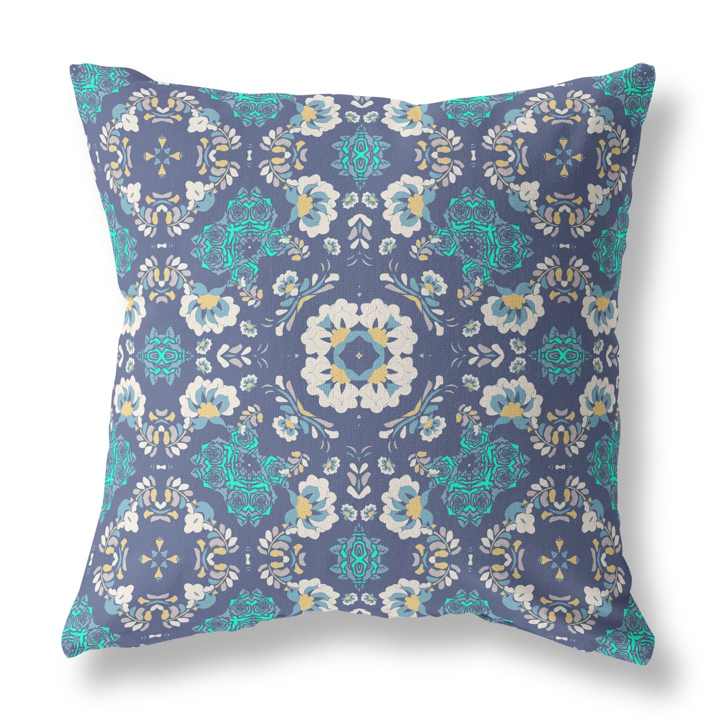 Blue & White Suede Geometric Pillow
