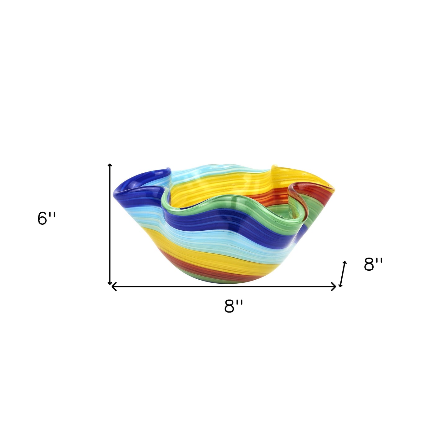 Rainbow Murano Glass Wavy Serving Bowl