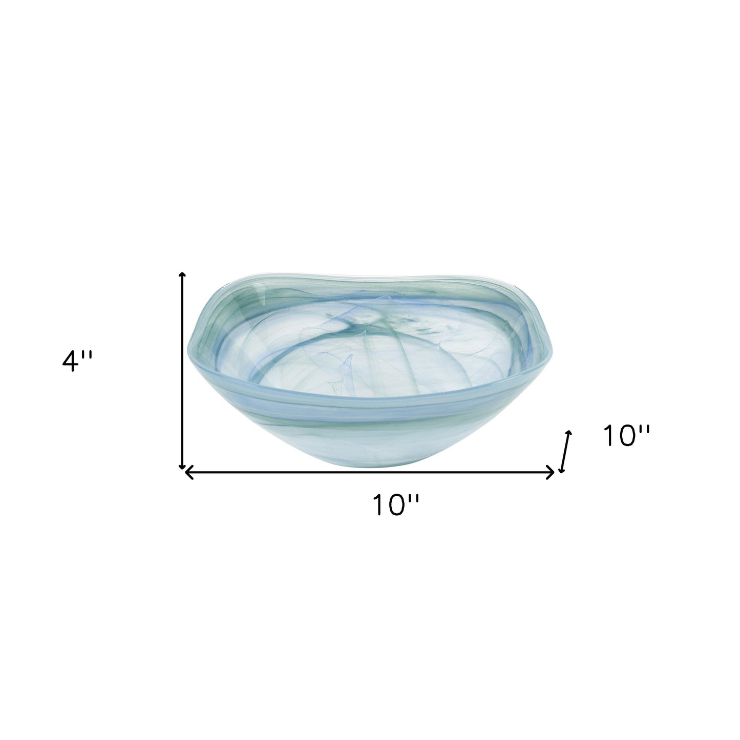 Aqua Blue And White Glass Square Salad Bowl