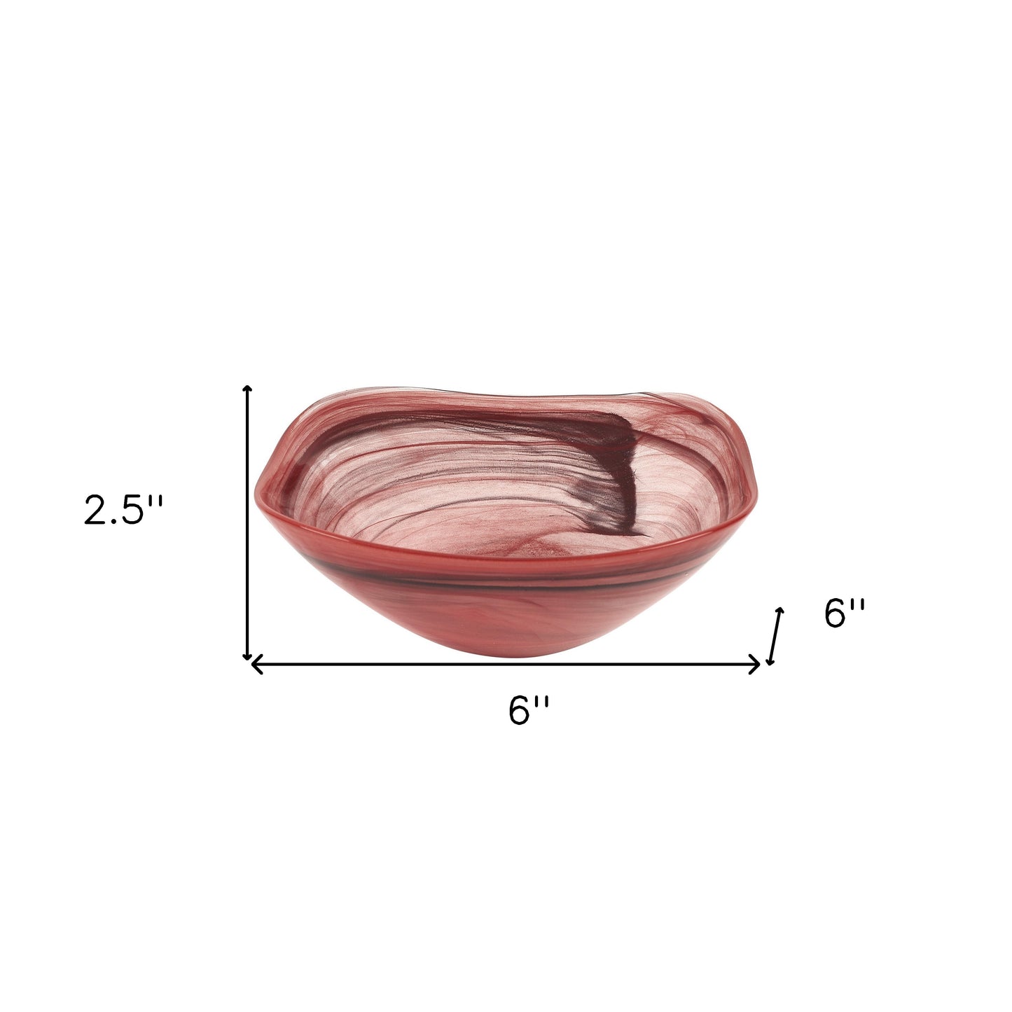 Red And White Glass Square Salad Bowl