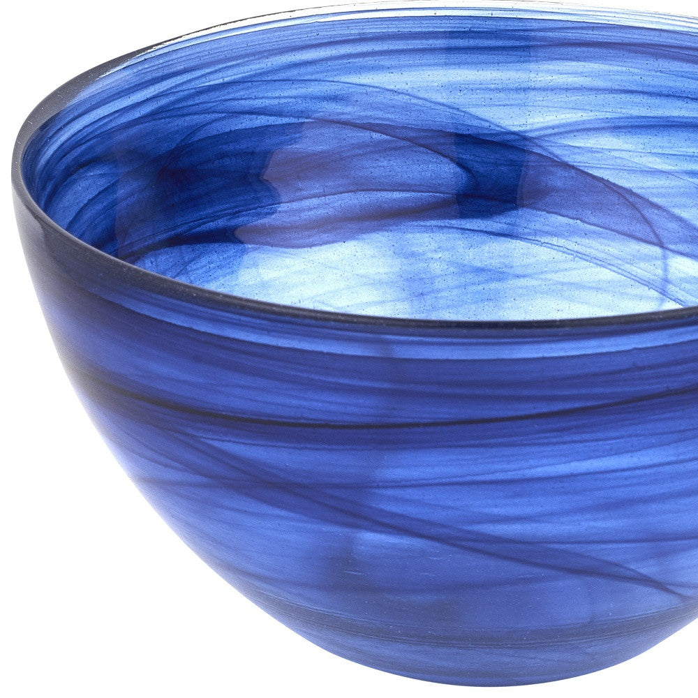 Cobalt And White Glass Round Candy or Nut Bowl