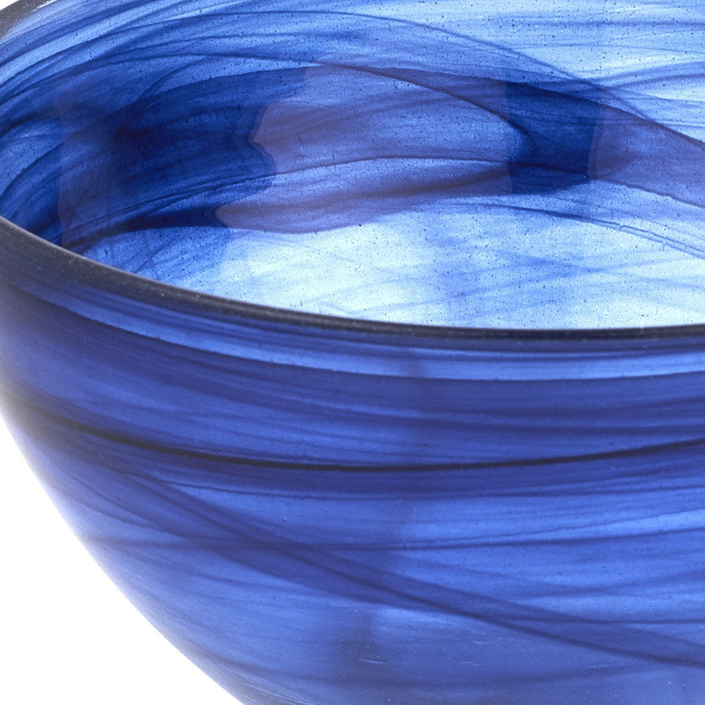 Cobalt And White Glass Round Candy or Nut Bowl