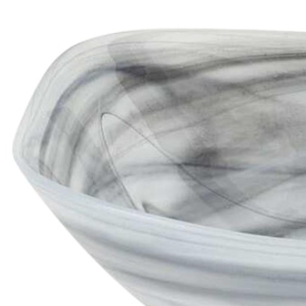 Gray And White Glass Square Salad Bowl