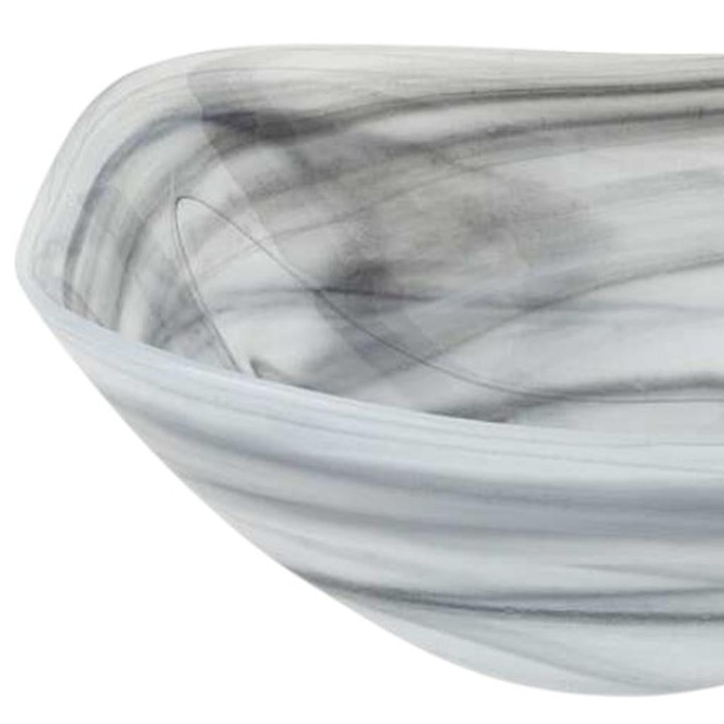 Gray And White Glass Square Salad Bowl
