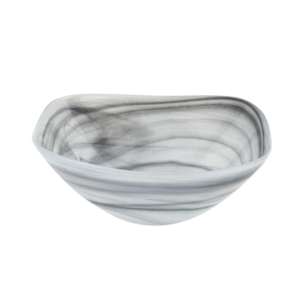 Gray And White Glass Square Salad Bowl