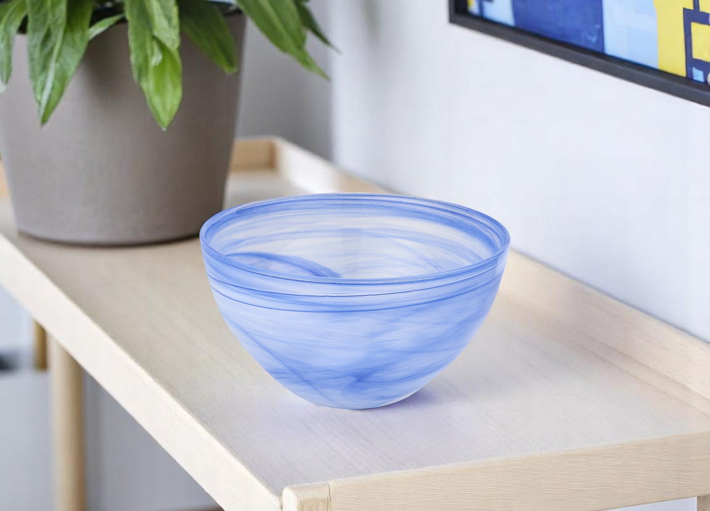 Blue And White Glass Round Candy or Nut Bowl