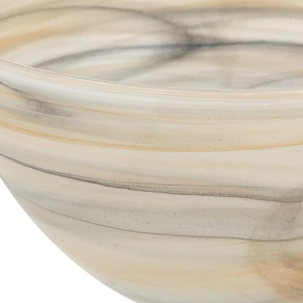 Taupe And White Glass Round Candy or Nut Bowl