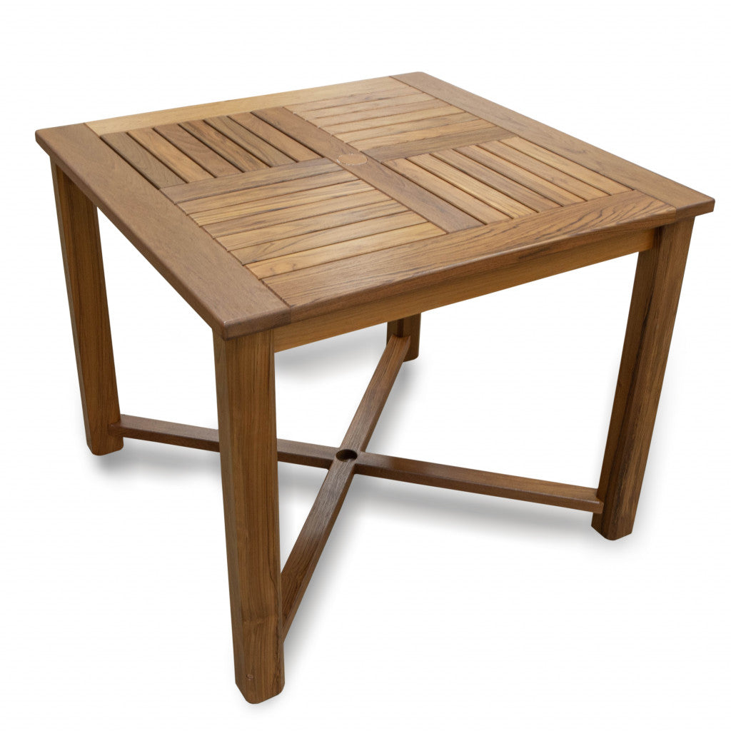 Brown Square Solid Wood Trestle Base Dining Table