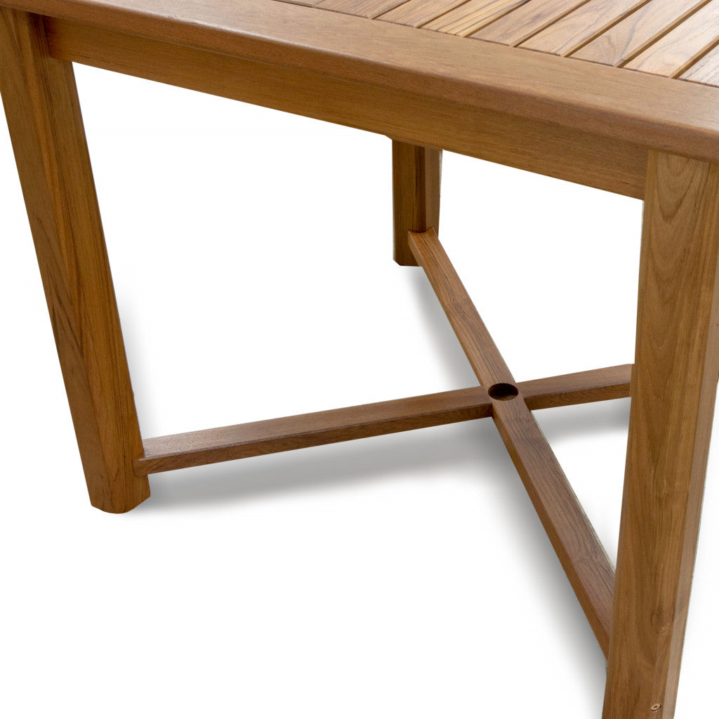 Brown Square Solid Wood Trestle Base Dining Table