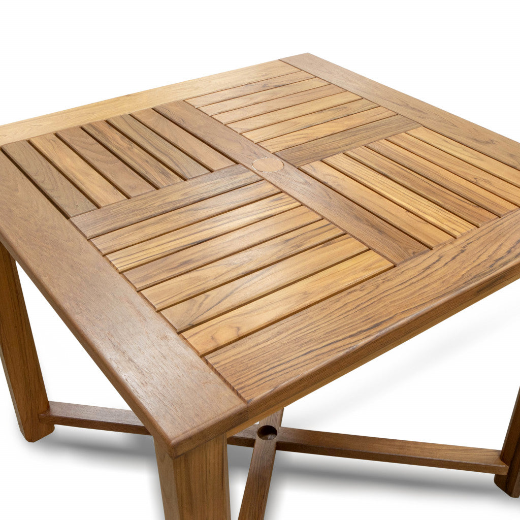 Brown Square Solid Wood Trestle Base Dining Table