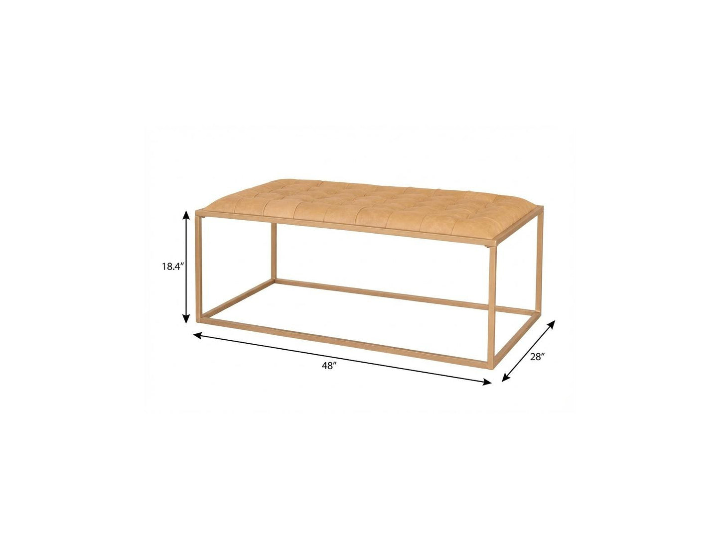 Gold & Brown Leather Rectangular Coffee Table image 5