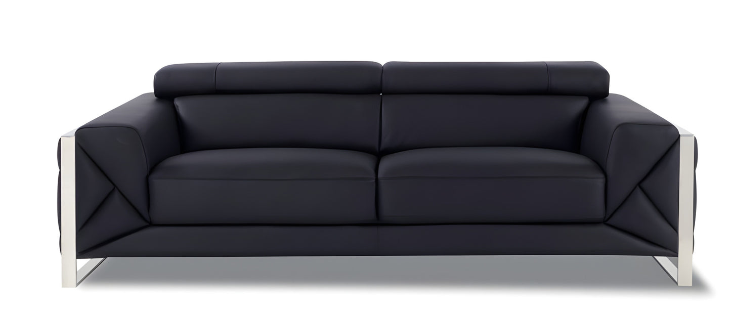 Black Italian Leather Sofa