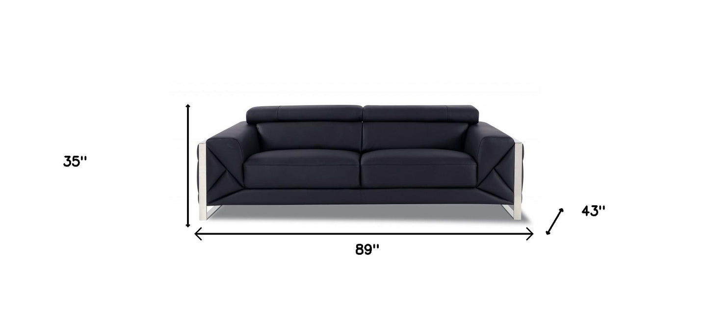 Black Italian Leather Sofa