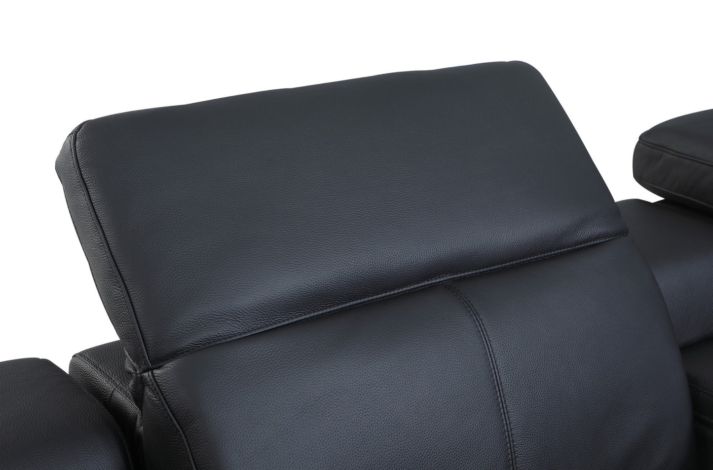 Black Italian Leather U Shaped Seven Piece Sectional w/ Console