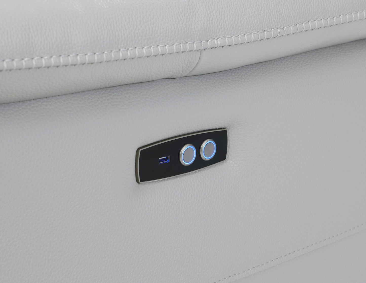 Light Gray Italian Leather U Shaped Seven Piece Sectional w/ Console