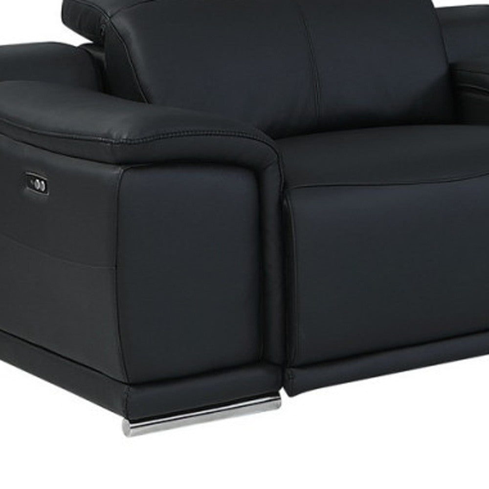 Black Italian Leather U Shaped 8 Piece Sectional w/ Console