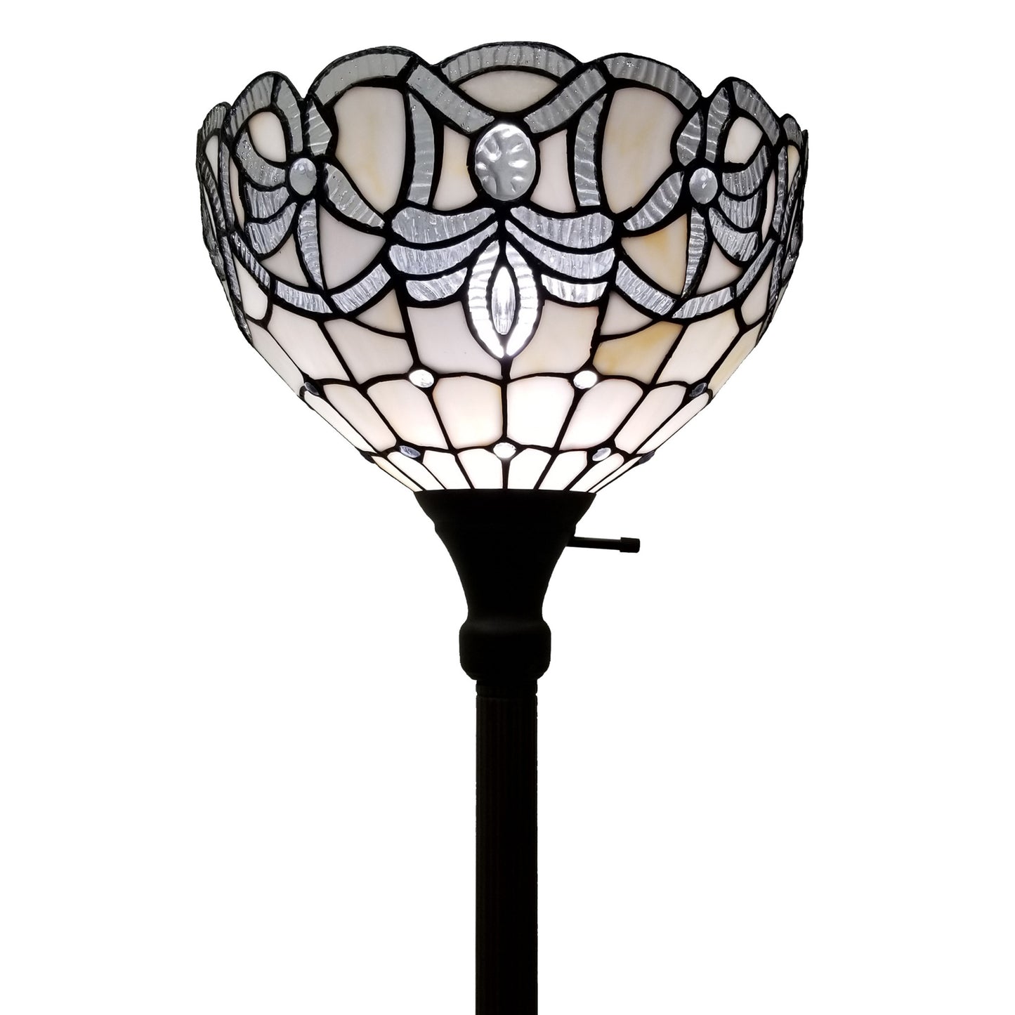 Brown Floor Lamp w/ Brown Stained Glass Bowl Shade