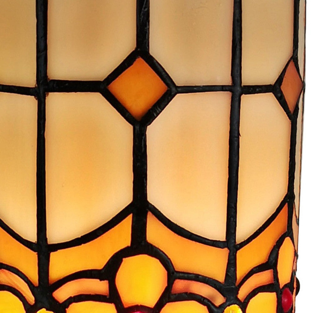 Brown & Beige Mosaic Tile Stained Glass Accent Lamp